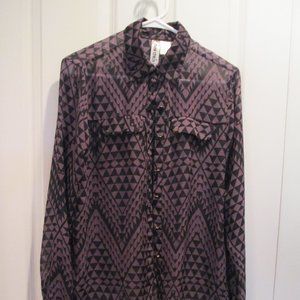 Mimi Chica Open Back Button Down Blouse Size S